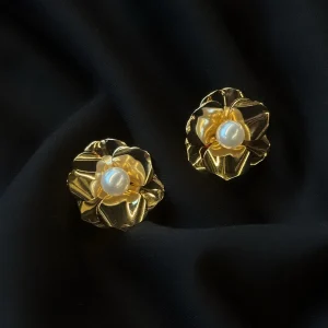 Earrings Flower | Goud / Wit
