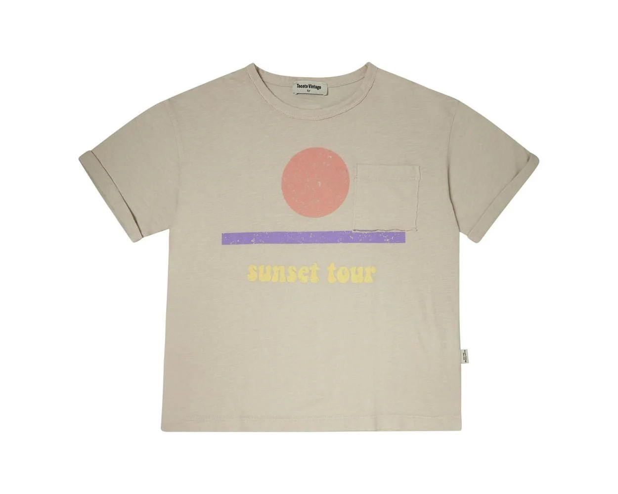 Tocoto Vintage - T-Shirt With Pocket Sunset Tour - Brown