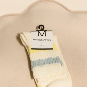 Damessok MM Lova Off White L Blue Yellow