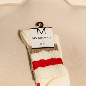 Damessok MM Lova Off White Red Taupe