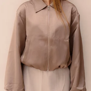 Denielle Heavy Sateen Jacket Dark Taupe