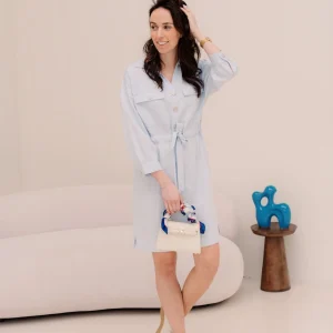 Dress fine crinkle blue 10036