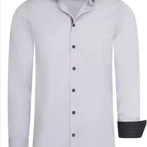 RustyNeal – Herenoverhemd – Grijs – Harde Kraag – Katoen – Art.nr. 11022