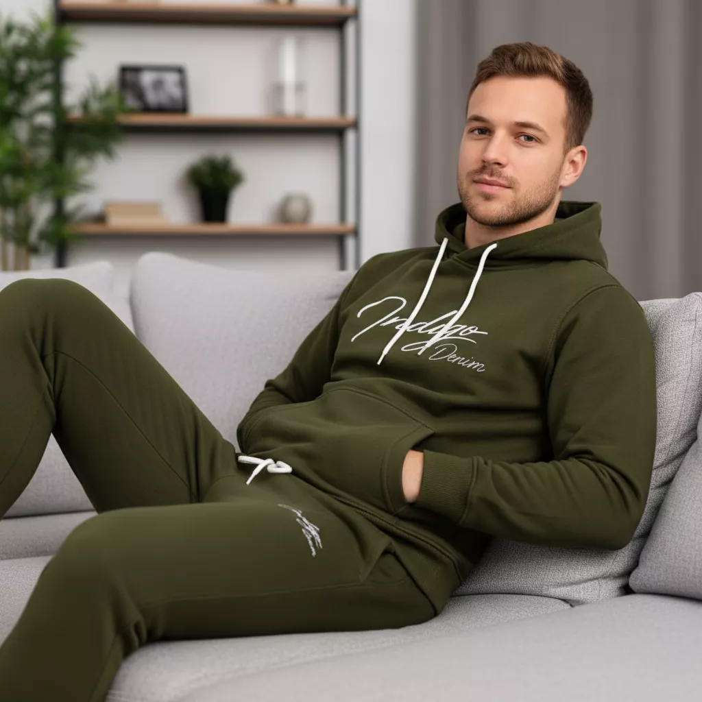 Indigo Denim – Joggingpak Heren – Kaki Groen – Art.nr. ID-060 - Afbeelding 4