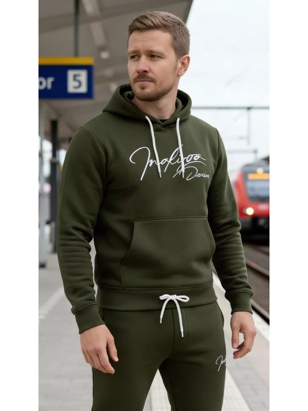 Indigo Denim – Joggingpak Heren – Kaki Groen – Art.nr. ID-060 - Afbeelding 2