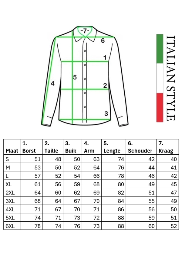 Italian Style – Heren Overhemd – Wit – Casual – Style-Italy – Art.nr. 11024 - Afbeelding 5