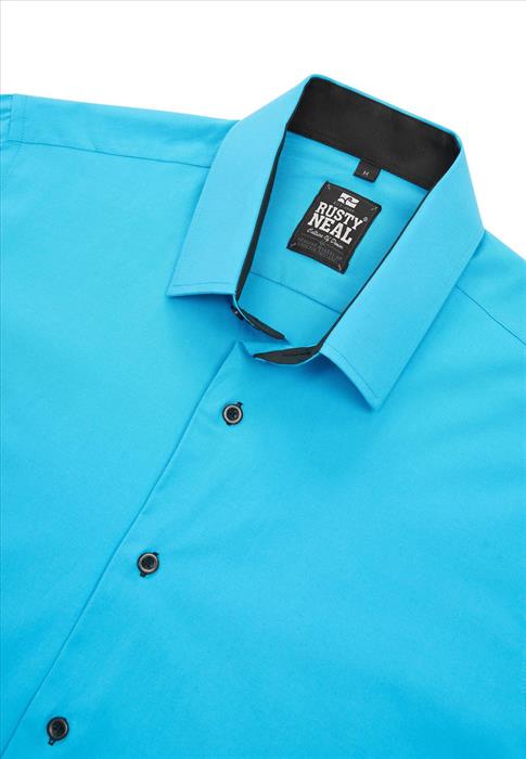 ItalianStyle – Heren Overhemd – Slim Fit Model – Turkis Blauw – Modaitalia – Art.nr. R-44 - Afbeelding 4