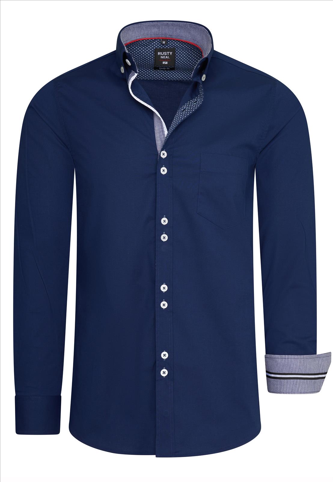 Italian Style – Heren Overhemd – Dubbele Knopen – Marine – Style-Italy – Art.nr. 11025 - Afbeelding 2