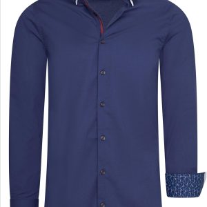 RustyNeal – Herenoverhemd – Marine – Dubbele Kraag – Katoen – Art.nr. 11023