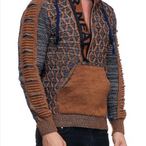 Rusty Neal – Heren Trui – Camel Petrol – Hoodie – Italianstyle – Art.nr. 13362-C-P
