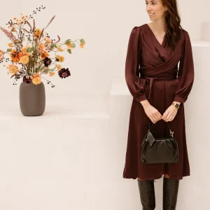 Rimini heavy sateen dress burgundy