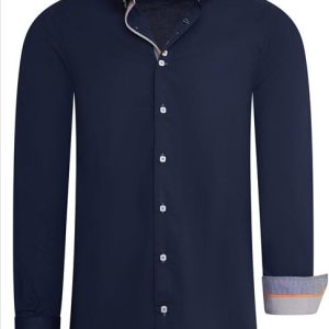 RustyNeal – Herenoverhemd – Marine – Harde Kraag – Katoen – Art.nr. 11026