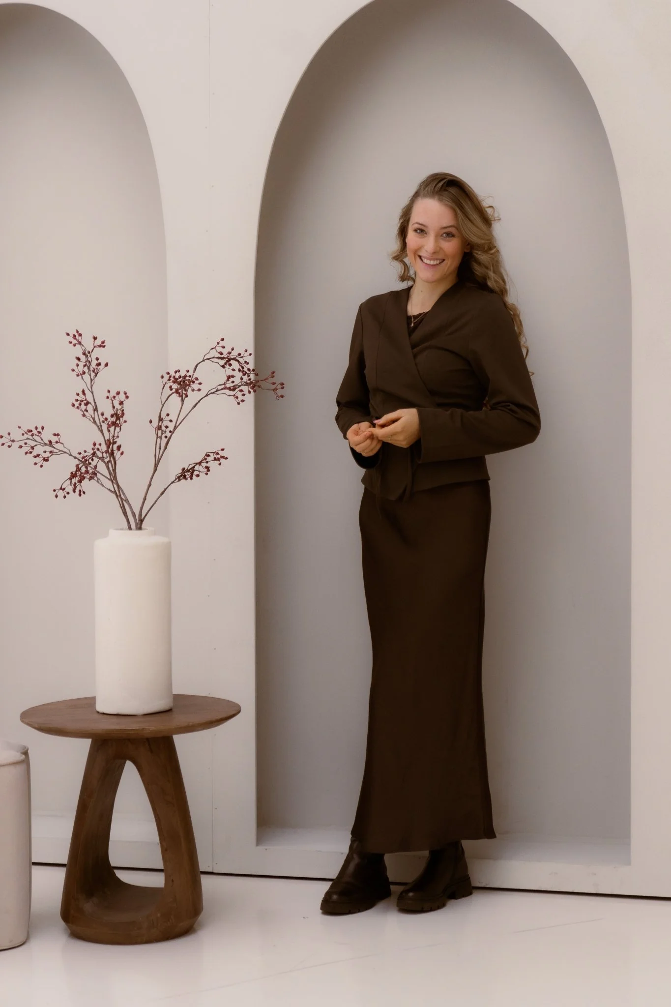 Vicky heavy sateen skirt dark brown - Afbeelding 8