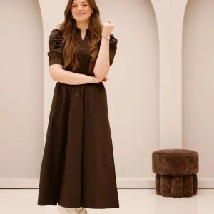 Yara long poplin skirt chocolate brown
