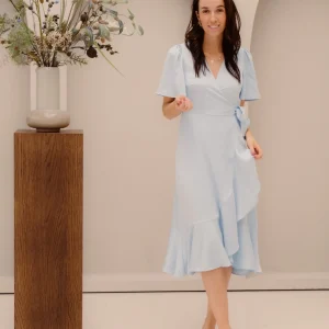 Yasthea 2/4 midi wrap dress skyway